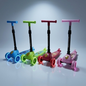 Trottinette à trois roues pour enfants, à pousser, avec cadre en fer et corps en plastique, 12 pièces/boîte, bleu/rouge/vert/rose, cadeau - Product Image 1