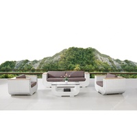 Bequem gefertigte Gartenmöbel Korb weide Terrasse Aluminium Freizeit grau PE Rattan Garten Sofa Set