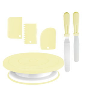 Juego de mesa para decoración de pasteles de 6 piezas, plato giratorio redondo de plástico para pasteles para hornear alimentos, uso comercial, juego giratorio de pasteles de plástico - Product Image 3