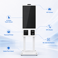 Kiosque de paiement en libre-service d'intérieur de 24 pouces avec imprimante NFC, scanner QR, caméra et SDK pour terminal de commande automatique pour restaurants et commerces de détail