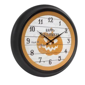 18 Zoll amerikanisches Halloween-Symbol große Uhr Quarz kreisförmig Kunststoff Heimdekoration Nachtlicht Wand Halloween-Uhr