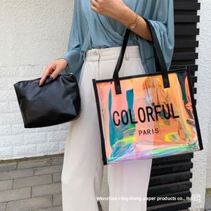 Bolsa de Regalo Transparente Plegable de PVC, Gruesa, con Asa Larga y Diseño de Logotipo con Letras, para Souvenirs de Instagram, Empaque Universal - Product Image 3