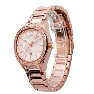 Bling Stainless Steel Material Diamond Watch Date Display Luminous Odm Watch Irregular Shape Dial Women's Quartz Watch