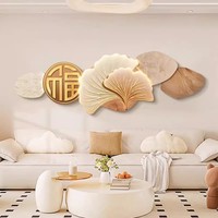 Peinture LED en porcelaine de cristal style chinois avec motif de neuf poissons et ginkgo, avec éclairage pour salon et chambre à coucher
