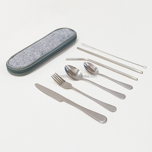 Utensili portatili da viaggio campeggio <span class=keywords><strong>Set</strong></span> di posate forchetta coltello cucchiaio bacchette per la pulizia di cannucce custodia in acciaio inox posate <span class=keywords><strong>Set</strong></span> - Product Image 3