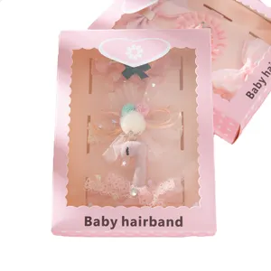 Ensemble de 3 pièces pour cheveux de bébé, nœud de haute qualité, avec emballage, accessoires pour cheveux, à la mode, avec boîte en cadeau