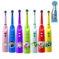 Cepillo de Dientes Eléctrico Giratorio para Niños de 3 a 6 Años, con Pilas, Cerdas Suaves de Dibujos Animados