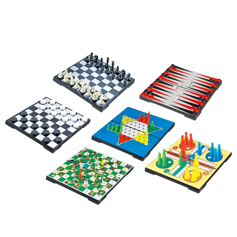 6 in 1 Multifunktion ales Falt schachbrett Reise Schachspiel Checker Backgammon Set Spiele Magnetisches Schachbrett