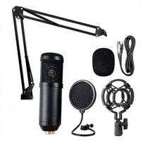 Ensemble de microphone à condensateur professionnel avec carte son, micro pour podcast, karaoké, enregistrement en direct, kit de studio, microphone USB BM800