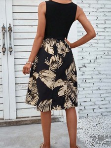 Robe d'été décontractée sans manches pour femme, longueur genou, fluide, taille naturelle, respirante, avec poches, lavable, en mélange de rayonne, idéale pour les loisirs et les fêtes - Product Image 2