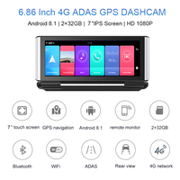 Junsun — caméra de tableau de bord, 6.86 pouces, Android 8.1, 4G, ADAS, navigation gps, dvr, avec capteur g, moniteur de stationnement, cartes gratuites, Europe et France
