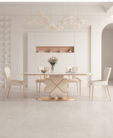Mobilier de salle à manger moderne simple nordique léger luxe haut de gamme ménage rectangulaire en acier inoxydable Restaurant Table
