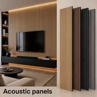 Panneau Acoustique Décoratif Moderne en Lattes de Bois avec LED, Mur Absorbant le Son pour Chambre, Salon, Centre de Bien-être