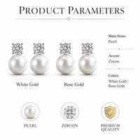 Anting-anting Mutiara dan Zirkon Perak Sterling 925 Model Gantung Emas Putih Emas Rose Hadiah Fashion Wanita