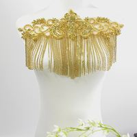 Applique Nuptiale en Cristal Lourd Or Jaune et Strass Colorés à Coudre, Parfaitement Adaptée aux Robes de Couture