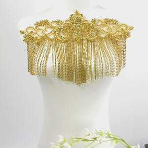 Schwere Braut-Applikation mit Gelbgold-Kristall-Patch und Bunten Strasssteinen, Perfekt Passend für Couture-Kleider - Product Image 3