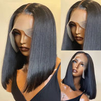 Perruques Lace Front Courtes 13x4 en Cheveux Humains Vietnamiens Bruts Double Tressage Lisses Bob pour Femmes Noires