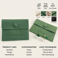 Pochette de luxe en microfibre suédée avec logo personnalisé pour bijoux, sac cadeau anti-poussière en velours doux avec rabat pour colliers, bracelets et boîtes