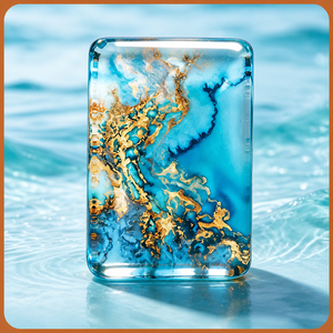 Jeu de Mahjong américain Ocean Beach, 160 tuiles, 3 couches, en résine acrylique bleue et dorée, motif <span class=keywords><strong>phare</strong></span>, cadeau pour soirée de jeu en famille, personnalisé - Product Image 2