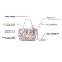 Tas Selempang Anak Perempuan yang Cocok untuk Gaun, Tas Bahu Desainer Tweed, Tas Selempang Anak Mewah, Lengkapkan Tampilan Anda