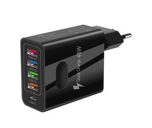 อะแดปเตอร์ชาร์จโทรศัพท์ 48W พร้อมพอร์ต USB 4 ช่อง + ช่อง PD 1 ช่อง วัสดุ ABS สำหรับชาร์จโทรศัพท์ iPhone และ Samsung - Product Image 1