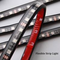 Bande lumineuse LED d'ambiance intérieure pour voiture, kit d'éclairage néon RGB à fibre optique, contrôle sonore par application, certifié FCC, 12V/5V Auto