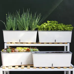 自浇水矩形塑料花盆macetas阳台悬挂式花盆和花盆