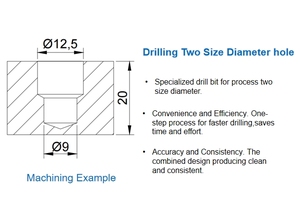 Tùy chỉnh cacbua bước khoan bit cho một bước nhiều đường kính lỗ khoan trong kim loại làm việc cho máy công cụ - Product Image 2
