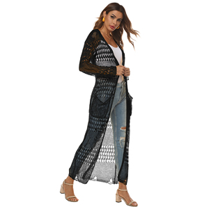 Custom Latest Design Ladies Long Casual Beach <strong>Maxi</strong> Kimono <strong>Cardigan</strong> With Pockets Cover up - Product Image 4