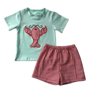 Maxine Fabrikant Custom Zacht T-Shirt Korte Mouw Gebreide Shirts Kids Boy Kleding Sets