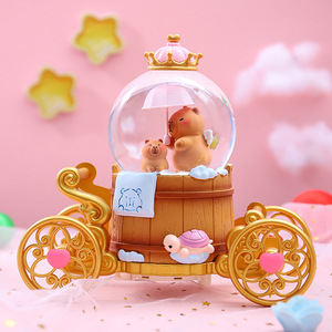 Popolare su Douyin: Carretto Kapibar Pula, Sfera di Cristallo, Carillon, Fiocchi di Neve, Luci Colorate, Sfera d'Acqua, per Studenti e Bambini - Product Image 3