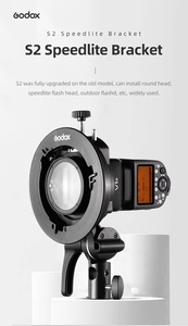 Support de fixation <span class=keywords><strong>Godox</strong></span> S2 type S avec monture Bowens pour flashs AD200, AD400PRO, V1, <span class=keywords><strong>V860II</strong></span>, snoot et boîte à lumière - Product Image 2