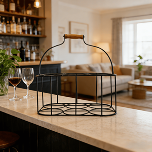 आधुनिक डिजाइन आयरन वाइन रैक रसोई अलमारियों के लिए भंडारण ब्लैक डिस्प्ले काउंटरटॉप पुनः प्रयोज्य पोर्टेबल बोतल रैक - Product Image 6