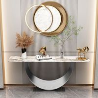 Mobilier de maison moderne Design italien Console en demi-lune Tables de salon Console de couloir dorée de luxe