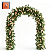 Composition florale artificielle de luxe en forme d'arche, thème Pêche pour Rose de Soie, pour centre de table de mariage et décoration de fête à domicile