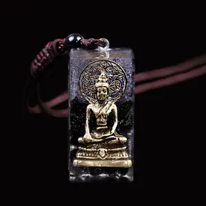 Natural Stone Obsidia Necklace Handmade Amulet For Men And Women Luck Gifts Buddha Orgonite Pendant Necklace