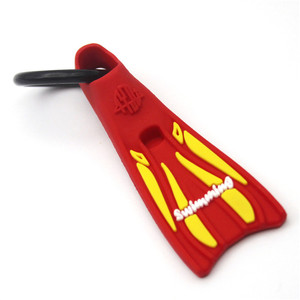 Mini-pendentif de porte-clés en silicone, motif aileron de natation bicolore en relief, lettre de natation, breloque de plongée, étanche, en PVC souple - Product Image 5