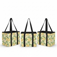 Bolsa de Compras Reutilizable Plegable de Nailon con Diseño de Flores Tropicales, Tamaño Mediano, para Almacenamiento de Alimentos, con Doble Asa