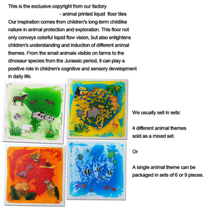 Jouets Montessori pour enfants, tapis sensoriels liquides imprimés d'animaux, tapis sensoriels liquides pour soulager l'anxiété, carreaux de sol liquides sensoriels pour l'autisme - Product Image 3