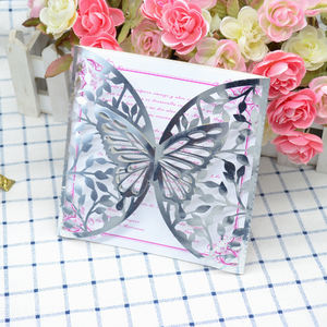 Invitation de mariage, de Quinceañera, de fête des 16 ans ou de douche nuptiale, avec décoration papillon pop-up élégante découpée au laser - Product Image 6