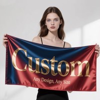 Drapeau promotionnel personnalisé en polyester 90x150cm, impression numérique, double couture, œillets en laiton, pour usage extérieur, avec bande de fixation en toile double