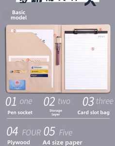 Custom Logo Zipper Bulk Order Custom Logo <b>A4</b> Leather Business Folder Sales Clip Integrated with Calculator and Archive Board - Product Image 2