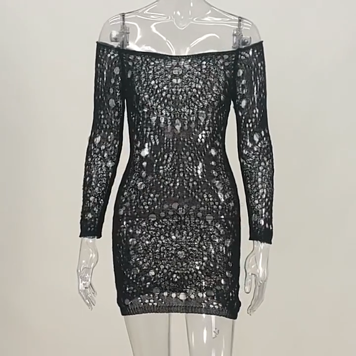 Fall 2021 women clothes new sexy hollow out see through fall