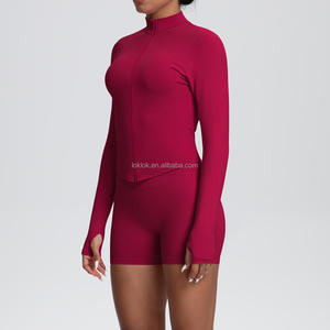 <b>Women's</b> Plus Size Slim Fit Seamless Lightweight Full Zip Yoga Training Long Sleeve Sport Gym Wear Workout <b>Jacket</b> - Product Image 2