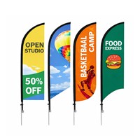 Drapeau plume en forme de larme, logo personnalisé, bannière de plage, polyester imperméable et accessoires de base stables, directement de l'usine