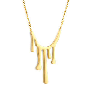 สร้อยคอจี้รูปทรงขี้ผึ้งสแตนเลสสตีลชุบไฟฟ้า สไตล์มินิมอลฮิปฮอป สำหรับแฟชั่น - Product Image 1