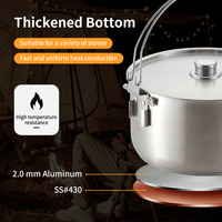 Ensemble de casseroles de camping pliables en acier inoxydable de haute qualité, faciles à nettoyer, pour la cuisine en plein air, antiadhésives