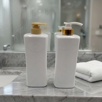 Flacon de gel douche rectangulaire de 500 ml avec pompe à filetage 28/410, flacon de lotion PET, distributeur cosmétique pour le lavage du corps, emballage de shampoing