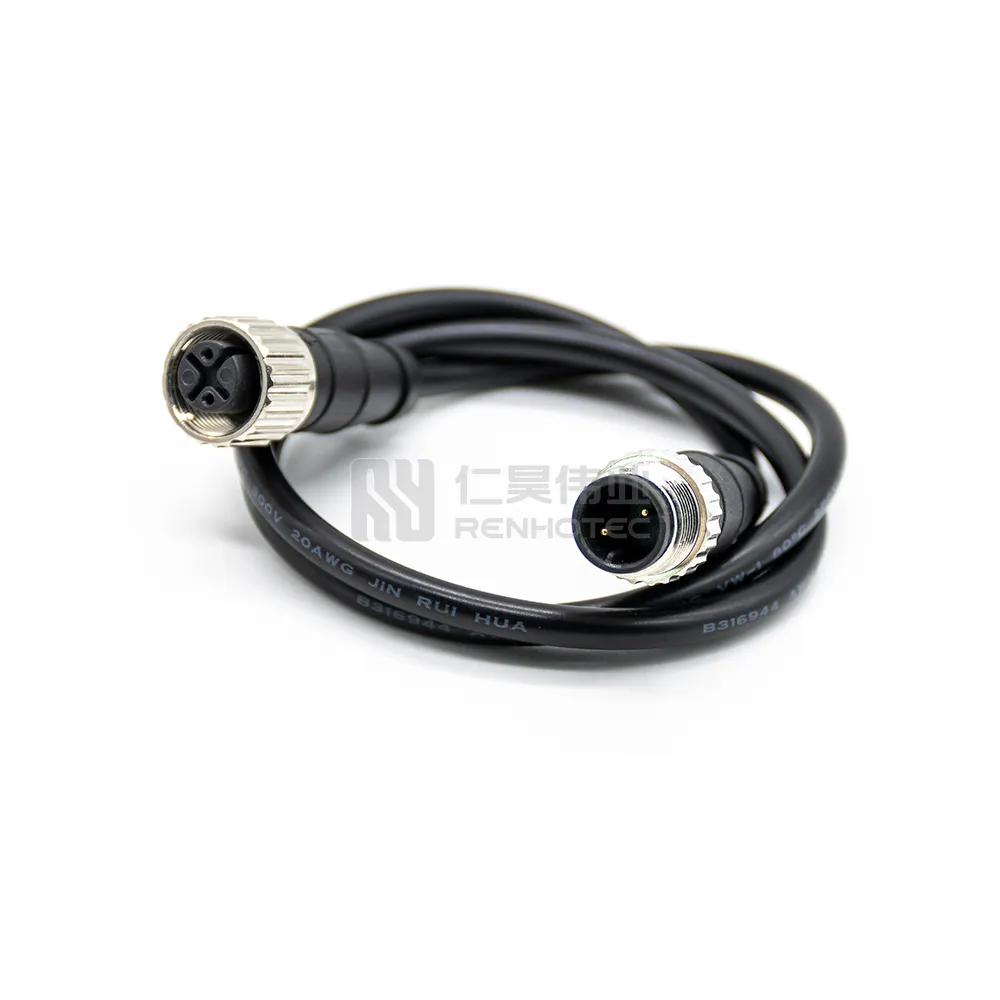 Custom M8 M12 Connector Cable Mold Connector M12 2Pin Male to Female PVC PUR Jacket