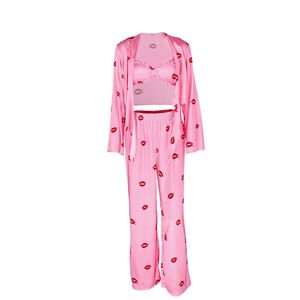 Pigiama Tre Pezzi da Donna in Poliestere (Terylene) con Stampa <span class=keywords><strong>Sade</strong></span>, Scollo a V, per Tutte le Stagioni, Stile Europeo e Americano - Product Image 5